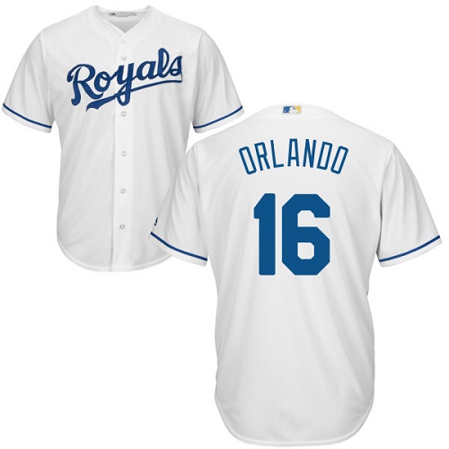 Royals #16 Paulo Orlando White Cool Base Stitched Youth MLB Jersey - Click Image to Close
